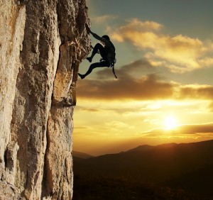 Climber on sunset